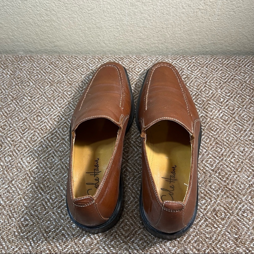 Cole Haan Mens Brown Leather Apron Toe Slip On Loafer Shoes Sz 9M Work Luxury - Picture 6 of 9